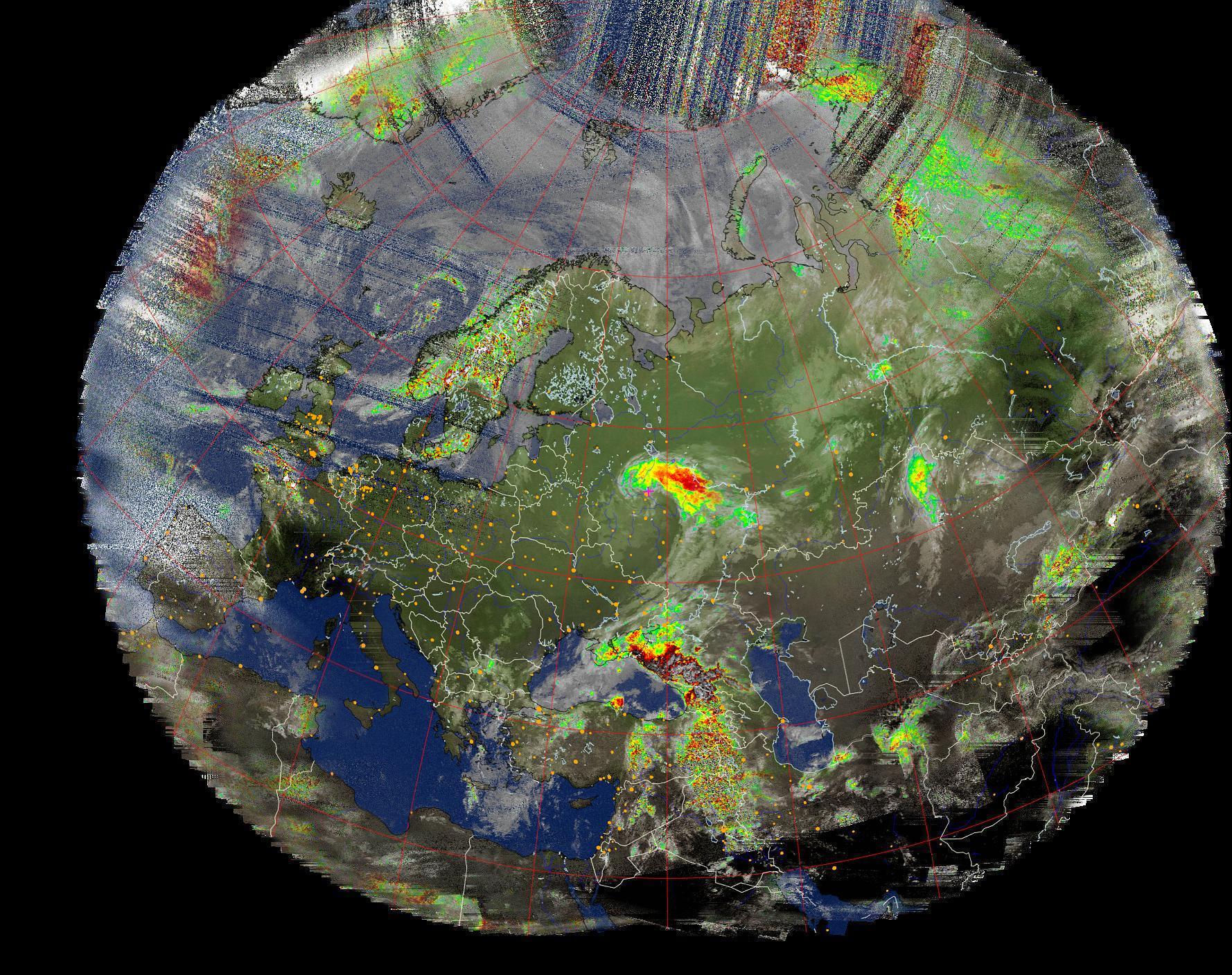 Composite weather satellite image